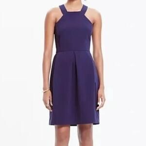 Madewell Size 8 Nightspin Navy Blue Fit Flare Halter Knee Length Cocktail‎ Dress
